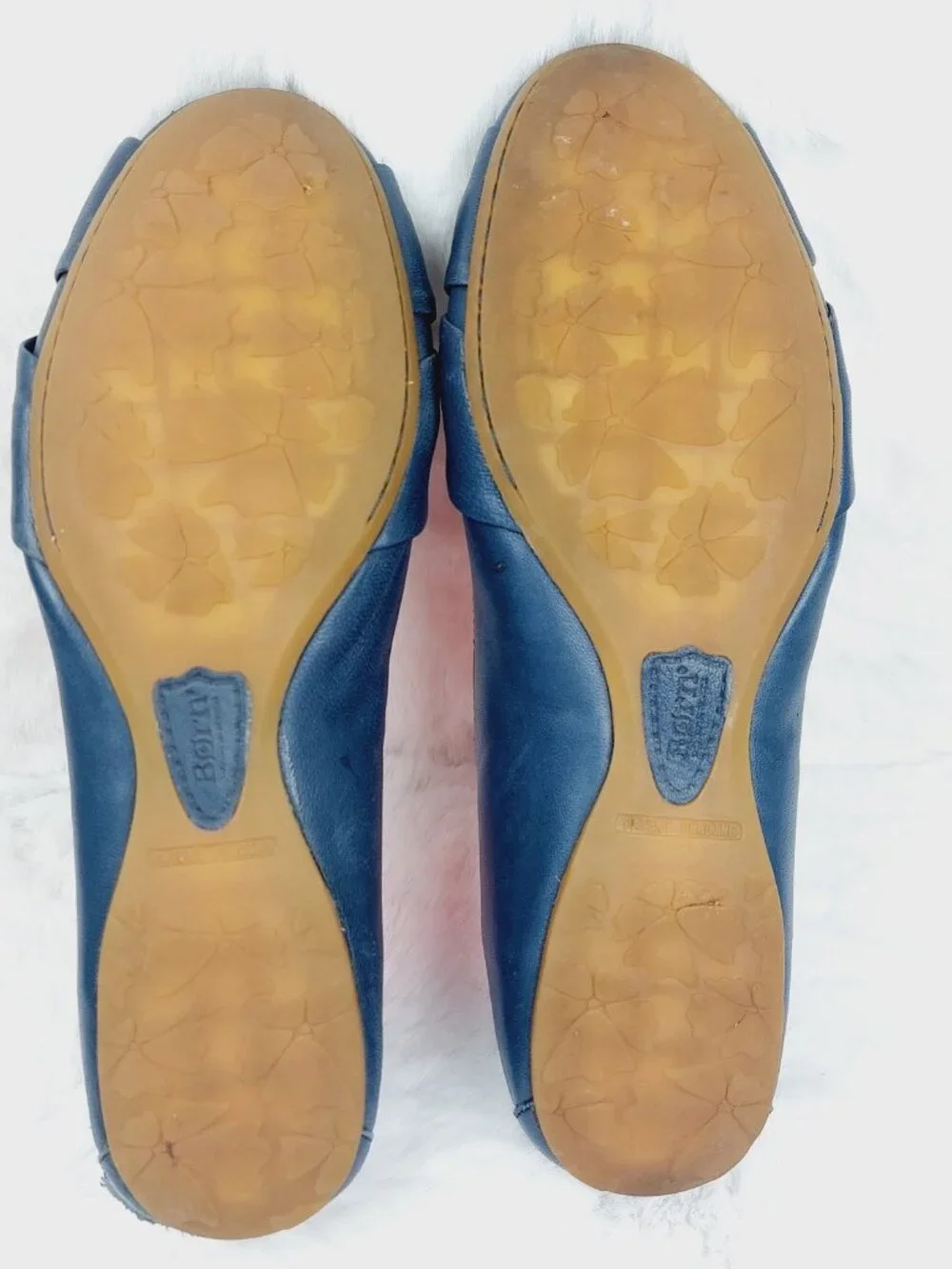 Born Women's Navy Lily Leather Wrap Knot Slip-On Ballet Flats Size 9M